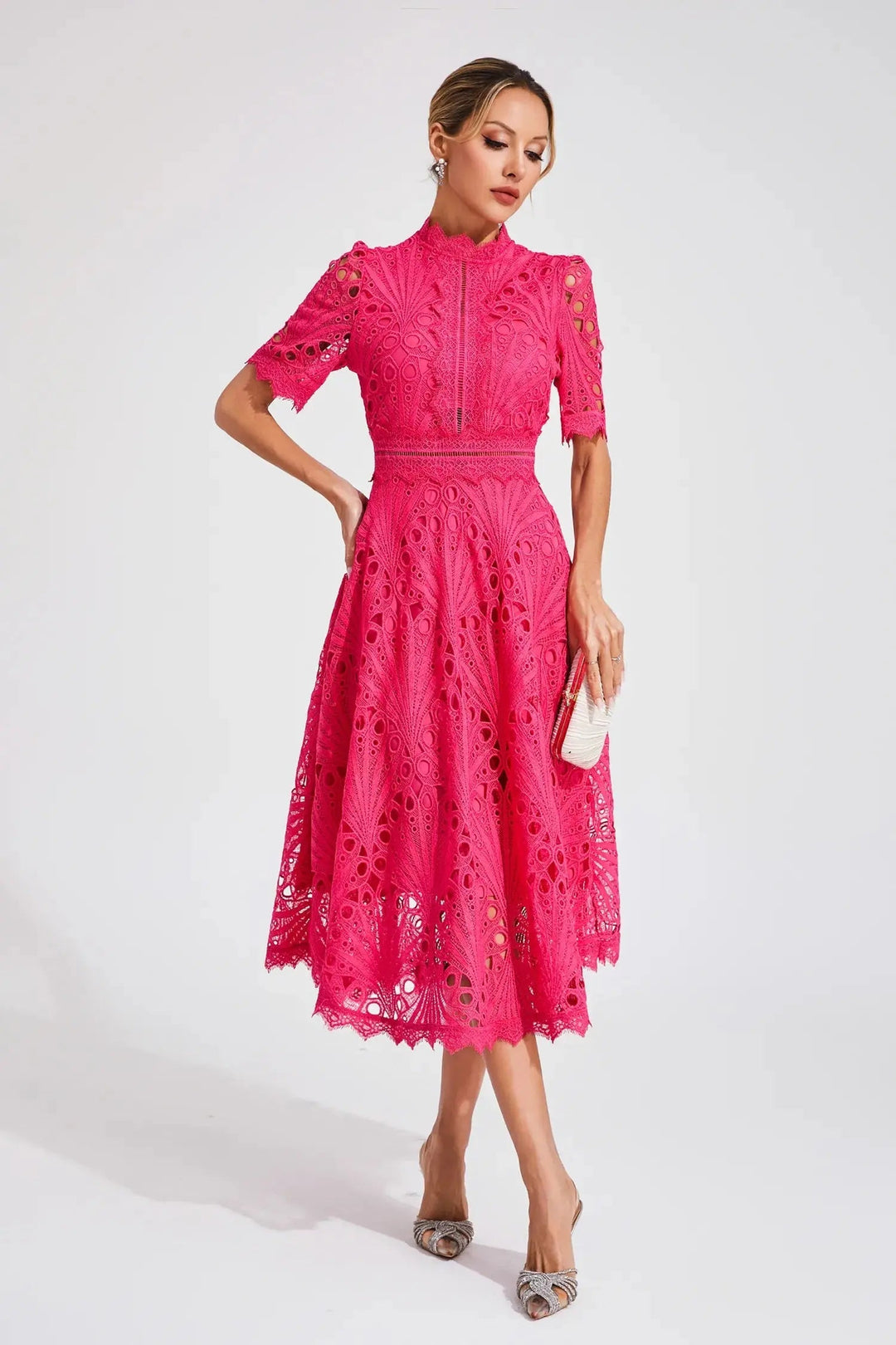 Women's Elegant Lace Midi Dress – Timeless Style-MODAUTLET