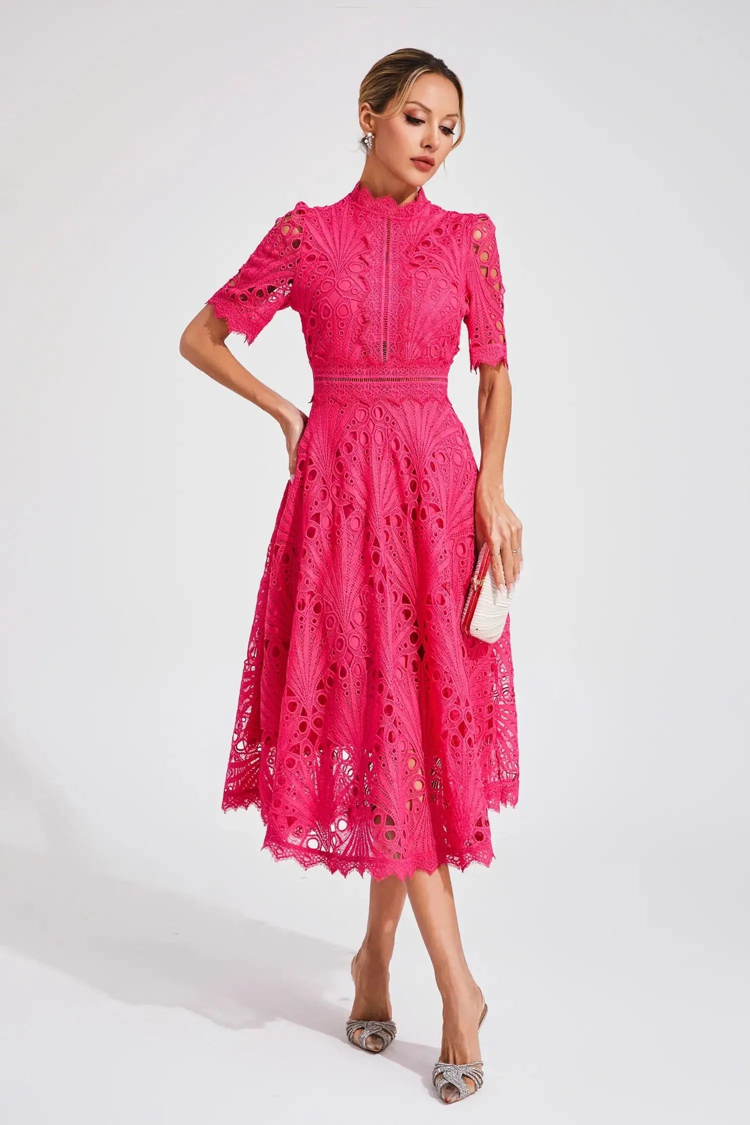 Women's Elegant Lace Midi Dress – Timeless Style