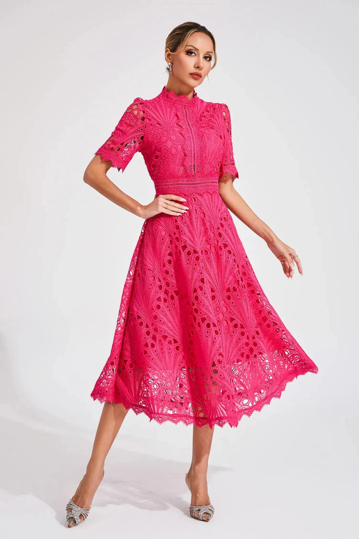Women's Elegant Lace Midi Dress – Timeless Style-MODAUTLET