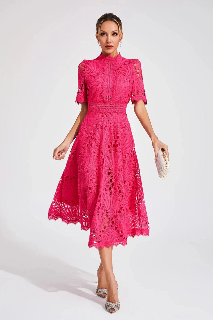 Women's Elegant Lace Midi Dress – Timeless Style-MODAUTLET