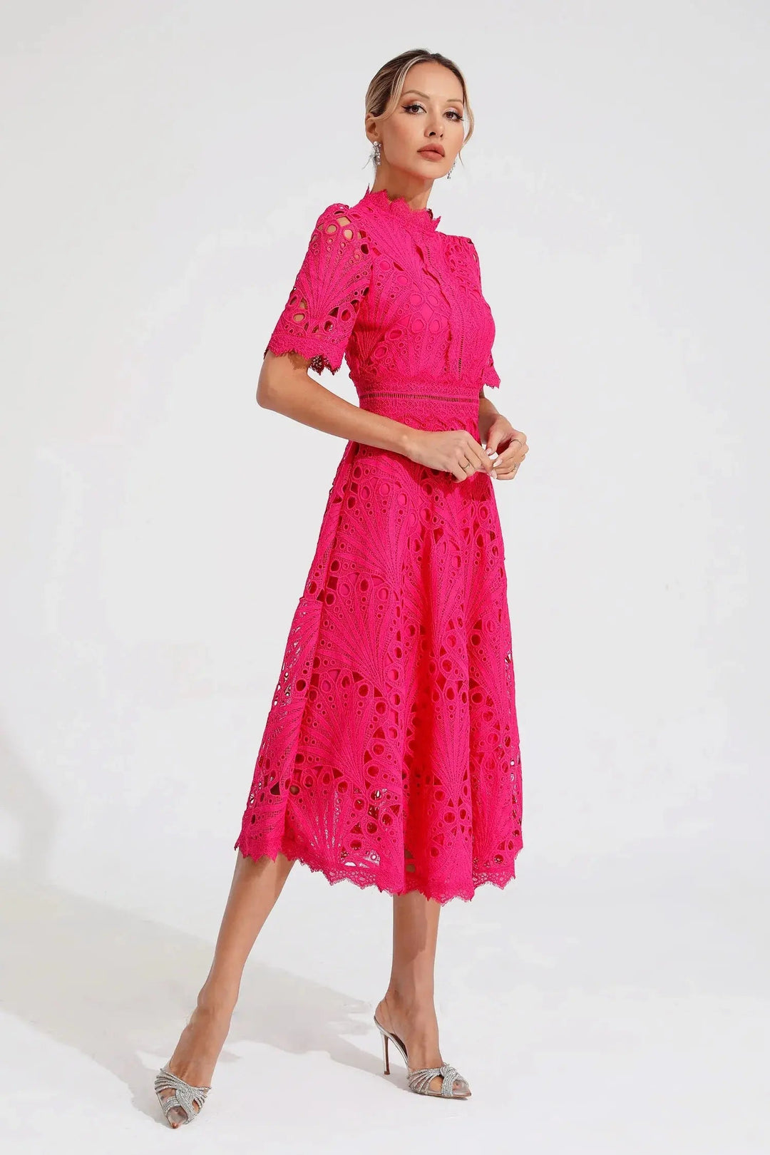 Women's Elegant Lace Midi Dress – Timeless Style-MODAUTLET