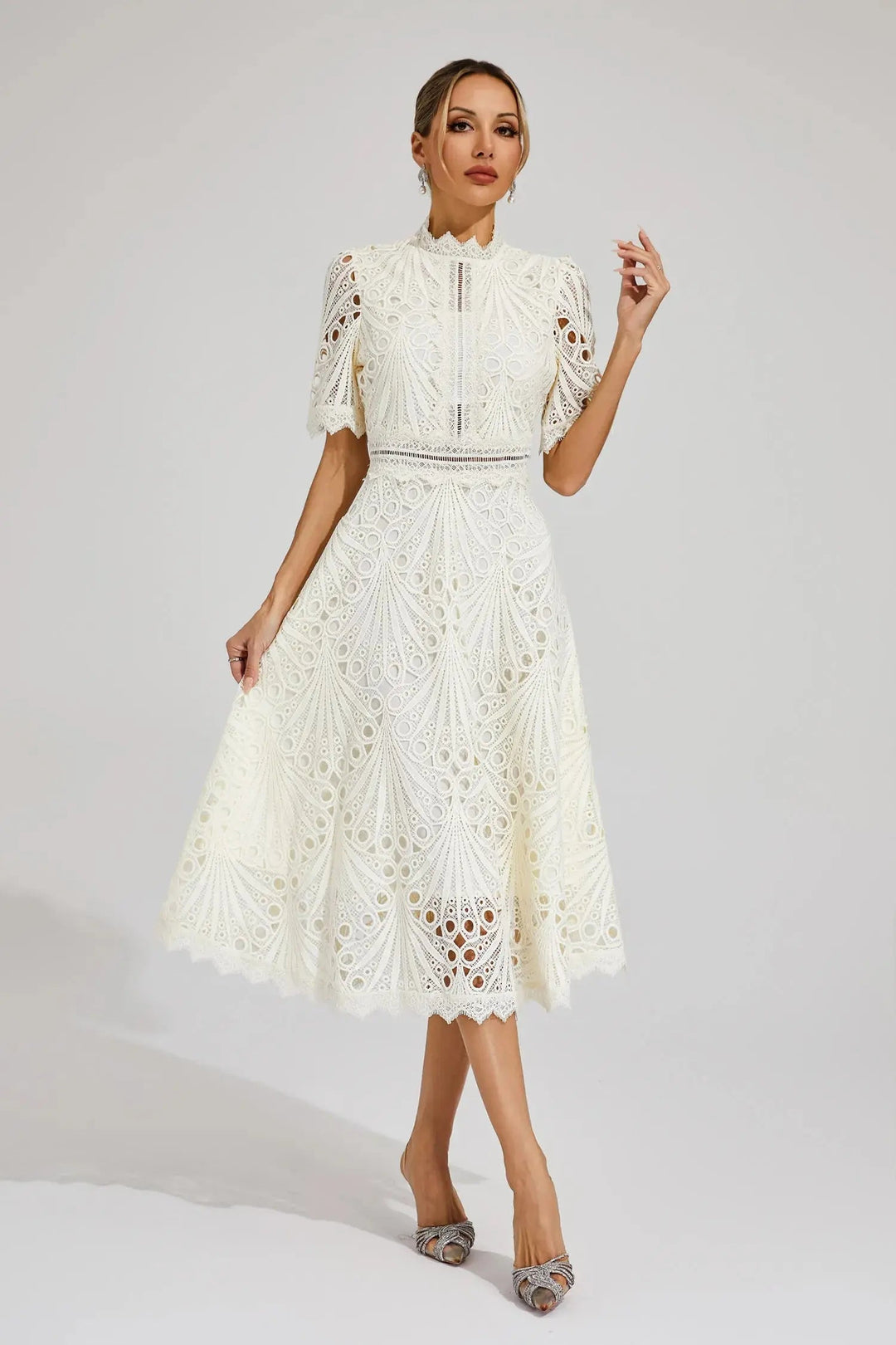 Women's Elegant Lace Midi Dress – Timeless Style-MODAUTLET