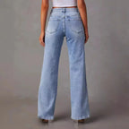 High Waist V-Seam Wide Leg Jeans