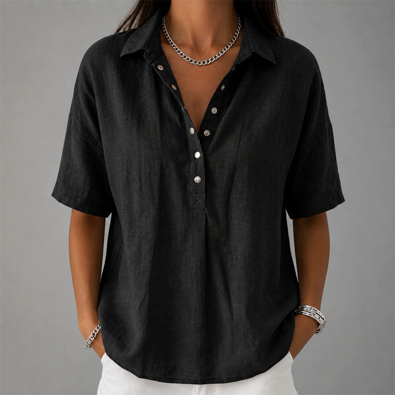 Lennox | Women's Casual Collared Henley Top-MODAUTLET