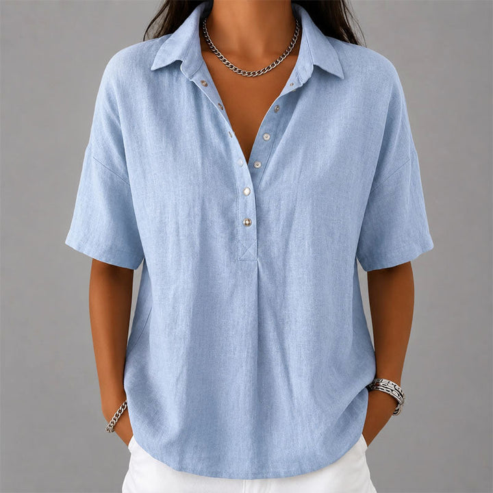Lennox | Women's Casual Collared Henley Top-MODAUTLET