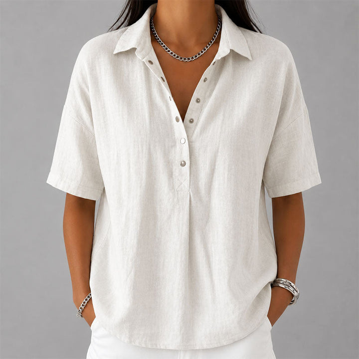 Lennox | Women's Casual Collared Henley Top-MODAUTLET