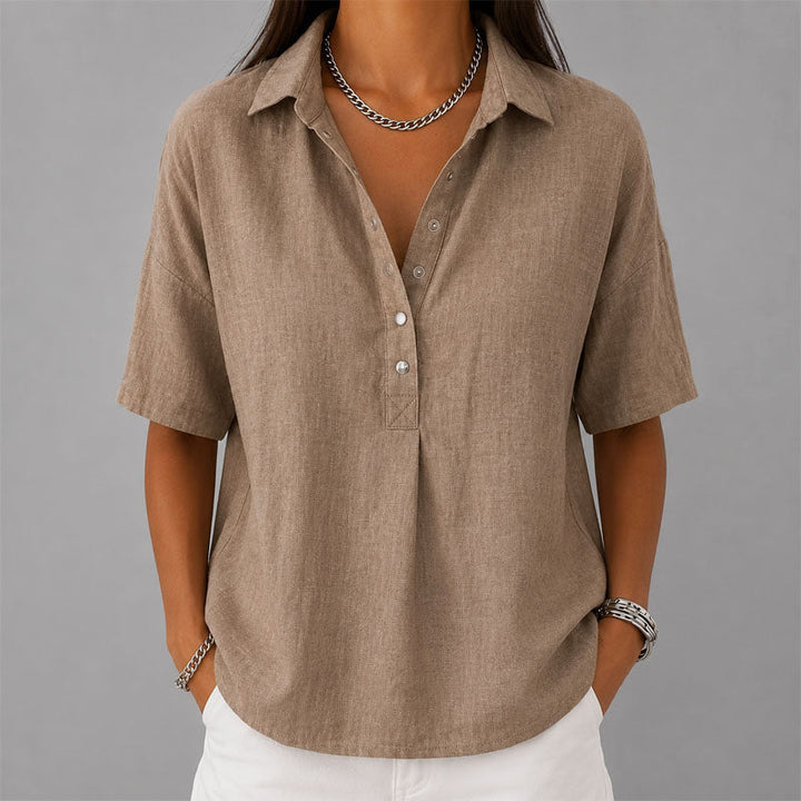 Lennox | Women's Casual Collared Henley Top-MODAUTLET
