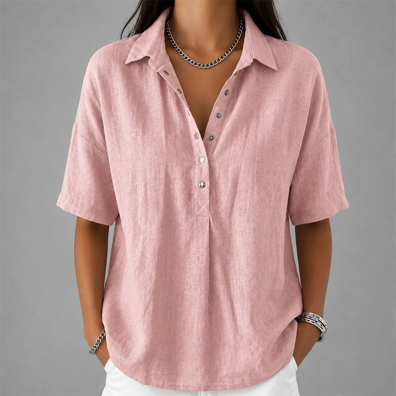 Lennox | Women's Casual Collared Henley Top-MODAUTLET