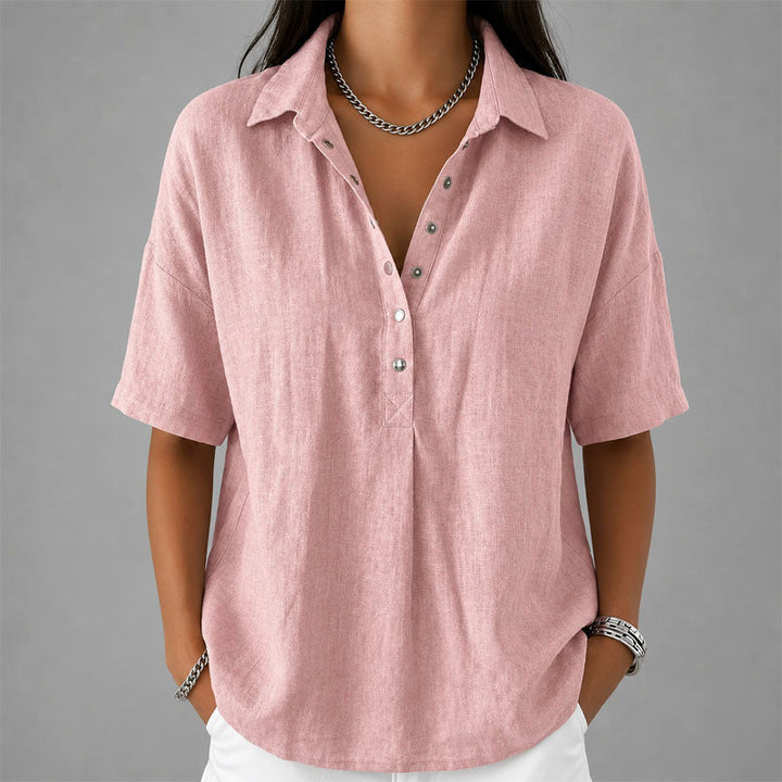 Lennox | Women's Casual Collared Henley Top-MODAUTLET