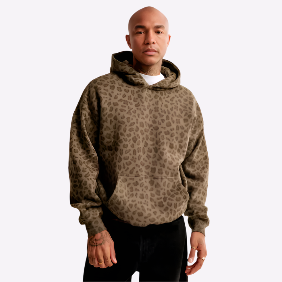 Leopard Print Hoodie For Unisex Casual Streetwear Style