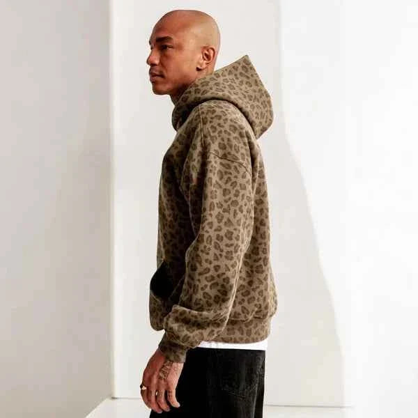 Leopard Print Hoodie For Unisex Casual Streetwear Style