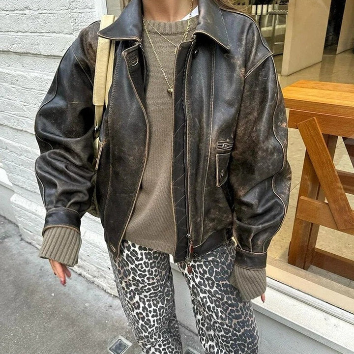 Jean taille haute pour femme à imprimé animalier