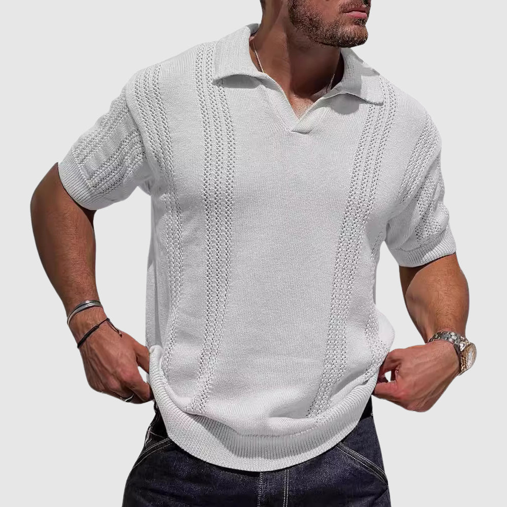 Lewis | Men's Textured Knit Polo Shirt-MODAUTLET