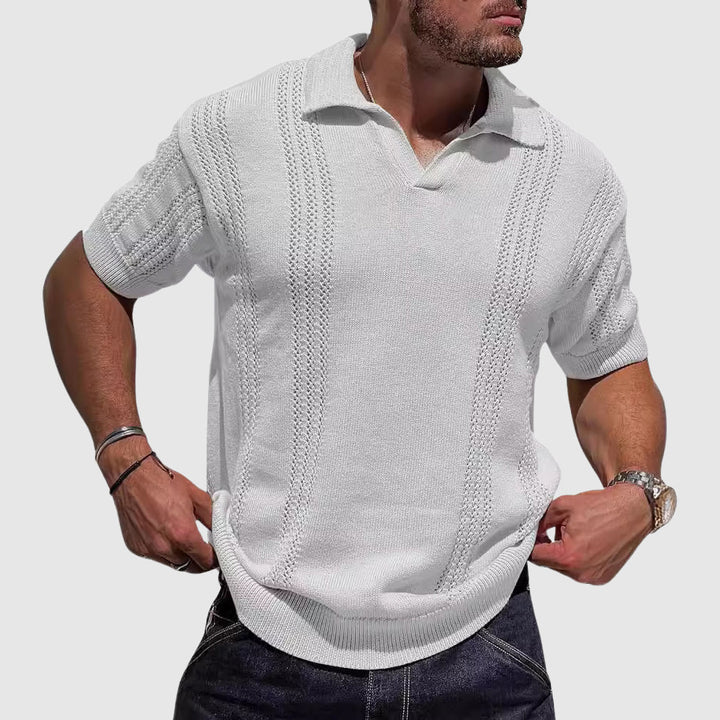 Lewis | Men's Textured Knit Polo Shirt-MODAUTLET