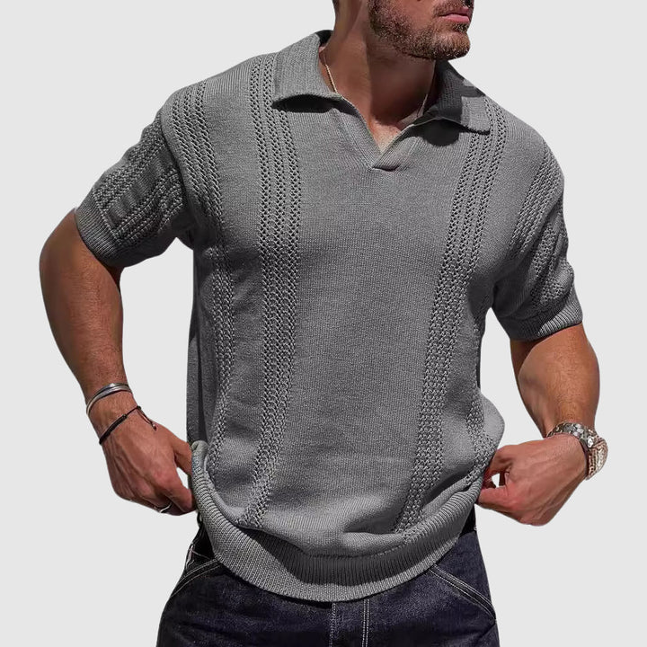 Lewis | Men's Textured Knit Polo Shirt-MODAUTLET