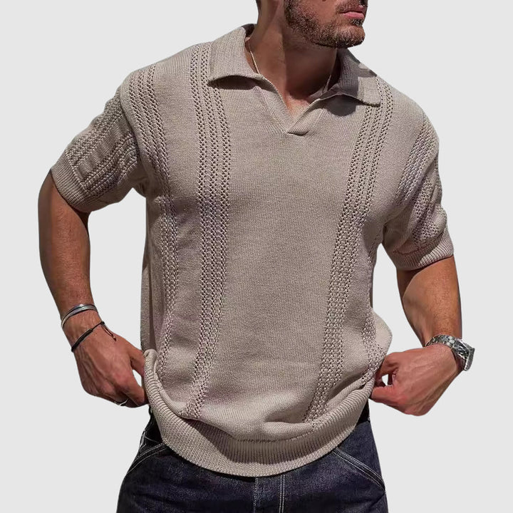 Lewis | Men's Textured Knit Polo Shirt-MODAUTLET