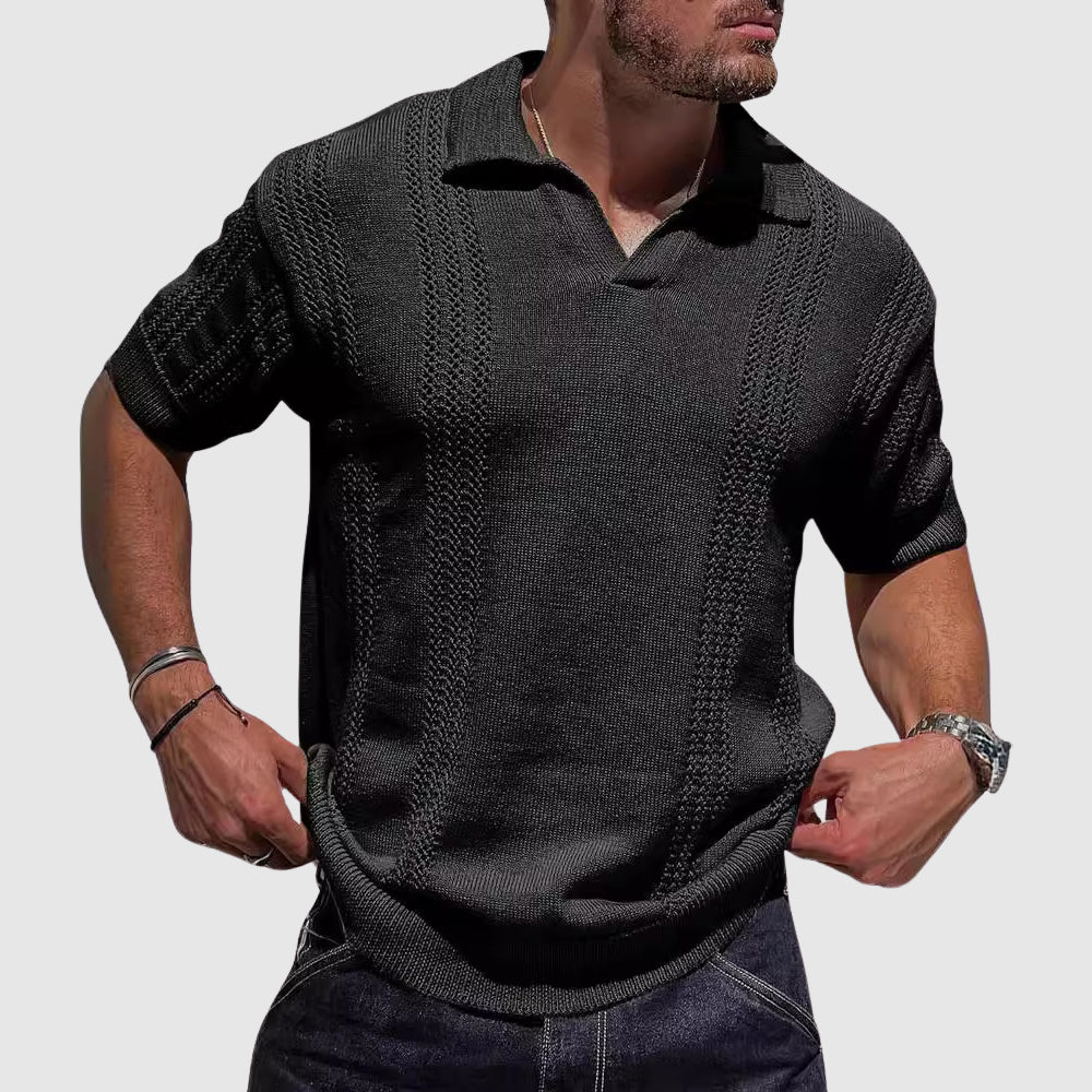 Lewis | Men's Textured Knit Polo Shirt-MODAUTLET