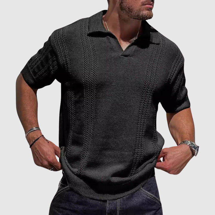 Lewis | Men's Textured Knit Polo Shirt-MODAUTLET