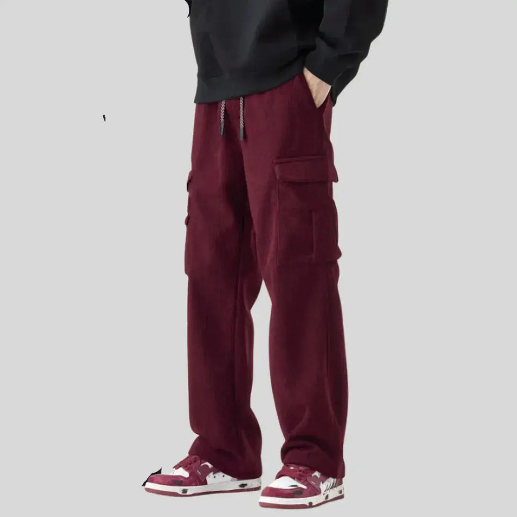 Men's Corduroy Cargo Pants Burgundy