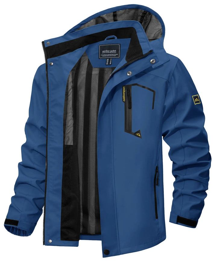 Lightweight Waterproof Windbreaker Jacket for Men with Mesh Lining Danim Blue-1