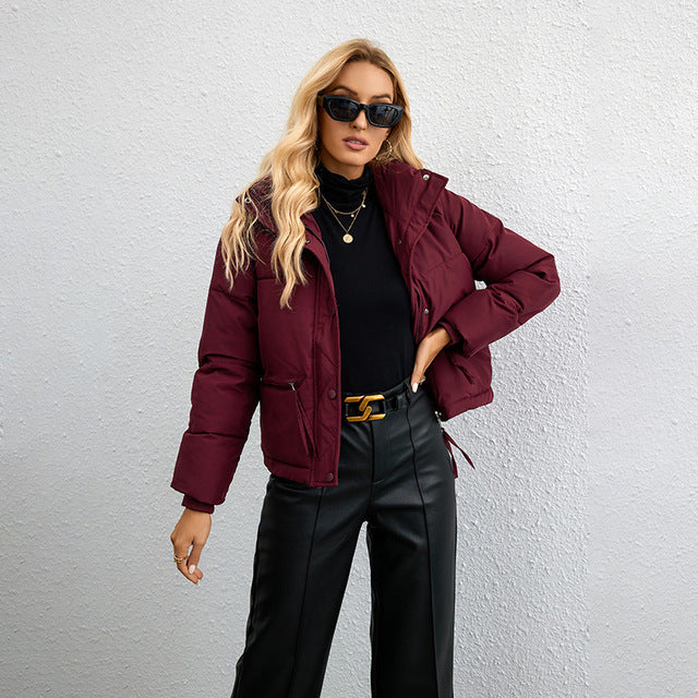 Lightweight Zipper Jacket For Women All Season Wear Burgundy