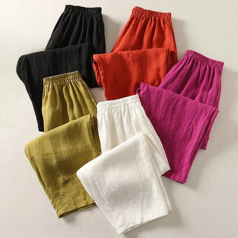 Women's Lightweight Linen Pants Set - 5 Pack Trousers-MODAUTLET