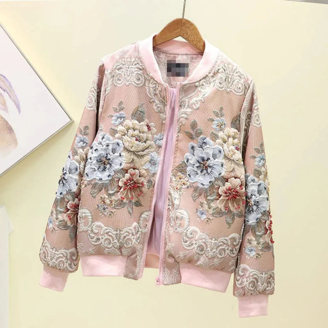 Embroidered Floral Bomber Jacket
