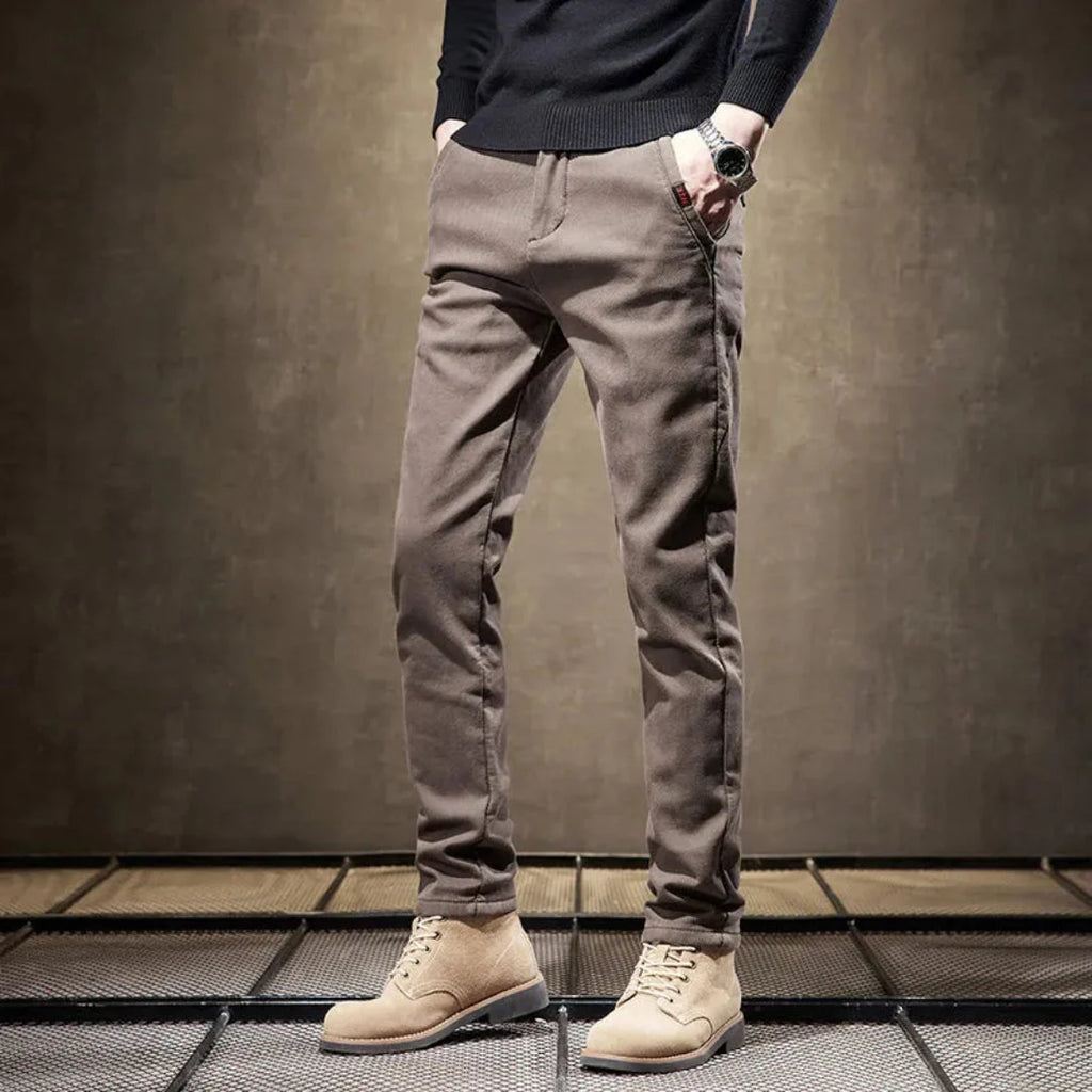 Casual Slim Fit Straight Leg Pants for Everyday Wear Khaki