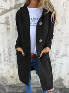 Women's Cozy Long Cardigan – Elegant Layering Essential Black