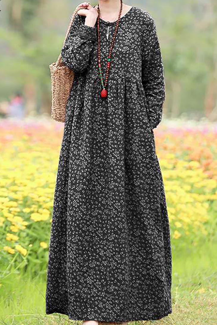 Women's Long Sleeve Maxi Dress-MODAUTLET