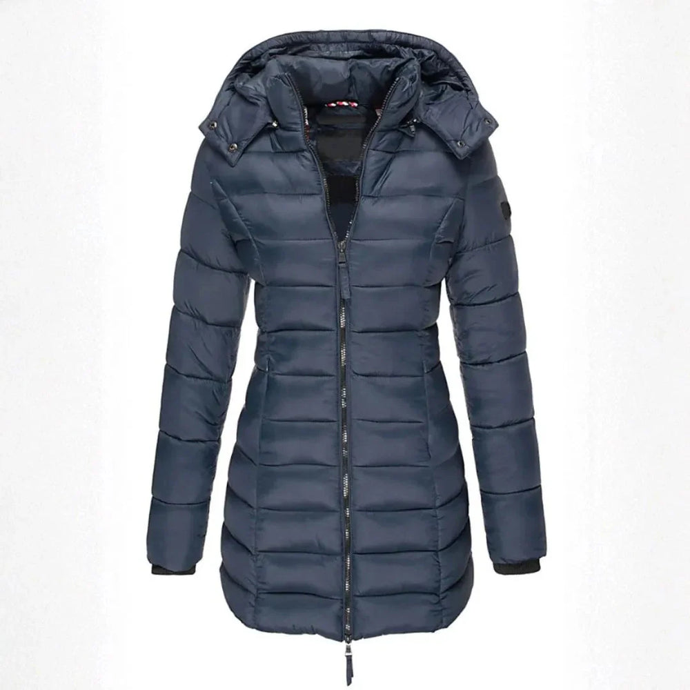 Longline Puffer Coat with Detachable Hood