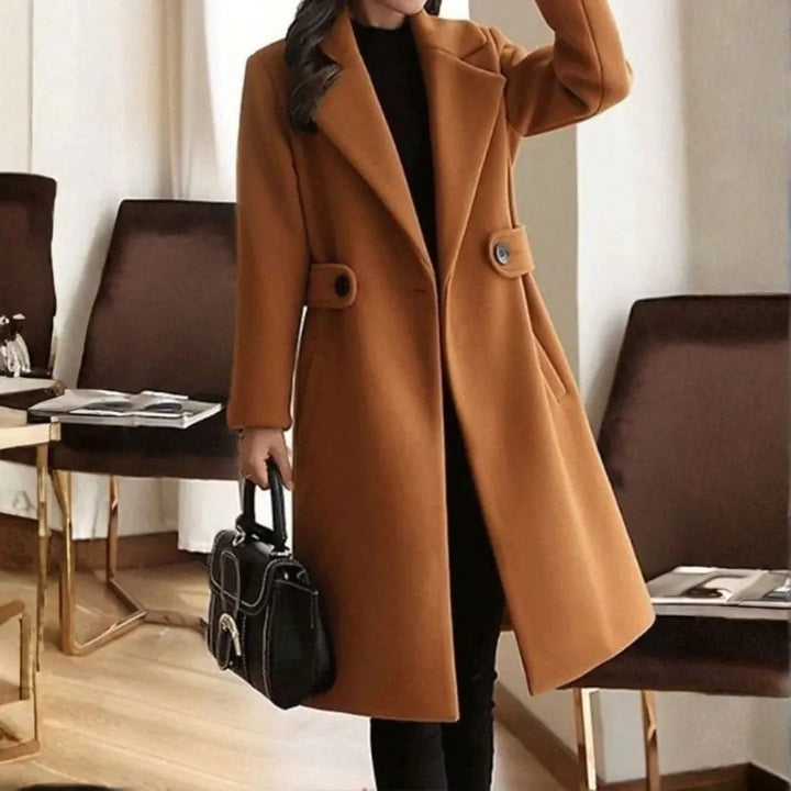 Longline Wool Belted Waist Coat Brown