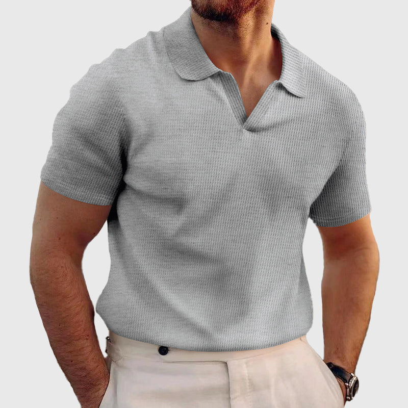 Louis | Men's Textured Short Sleeve Polo Shirt-MODAUTLET