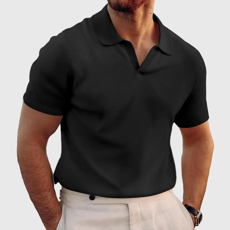 Louis | Men's Textured Short Sleeve Polo Shirt-MODAUTLET