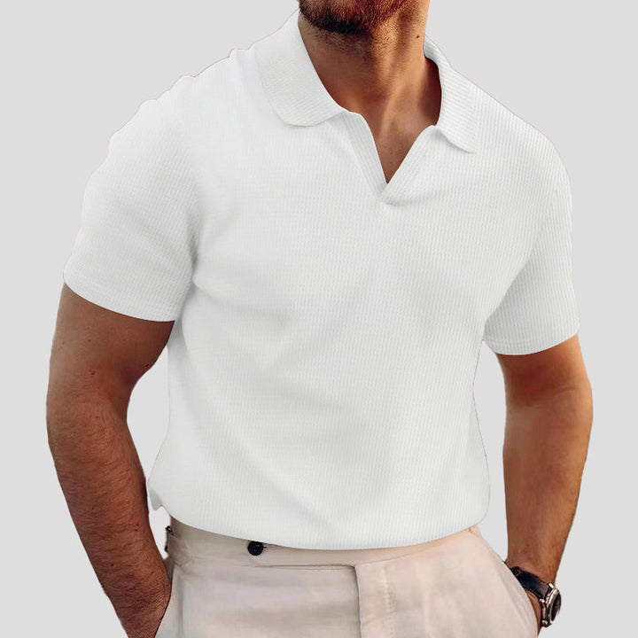 Louis | Men's Textured Short Sleeve Polo Shirt-MODAUTLET