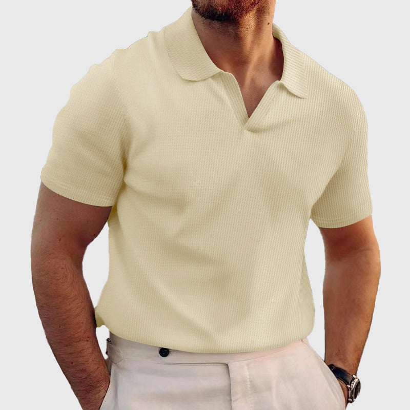 Louis | Men's Textured Short Sleeve Polo Shirt-MODAUTLET