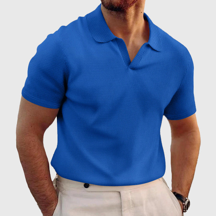 Louis | Men's Textured Short Sleeve Polo Shirt-MODAUTLET