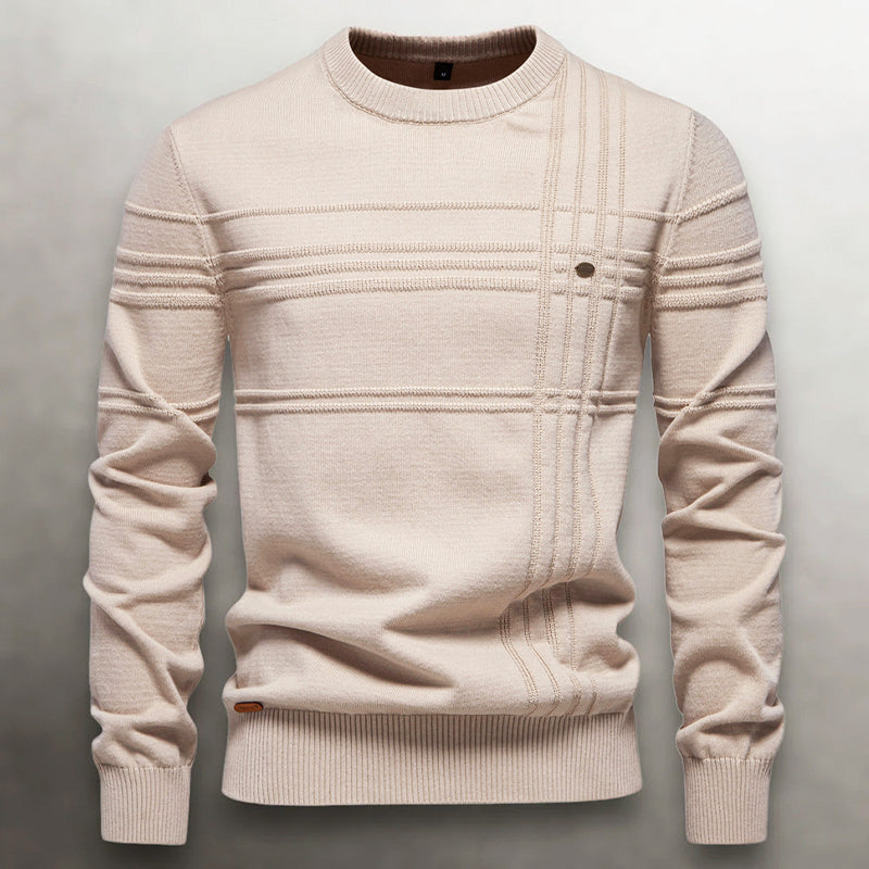 John | Men's Textured Knit Cotton Sweater Beige