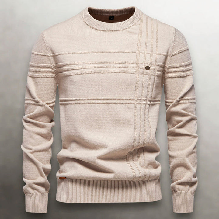 John | Men's Textured Knit Cotton Sweater Beige