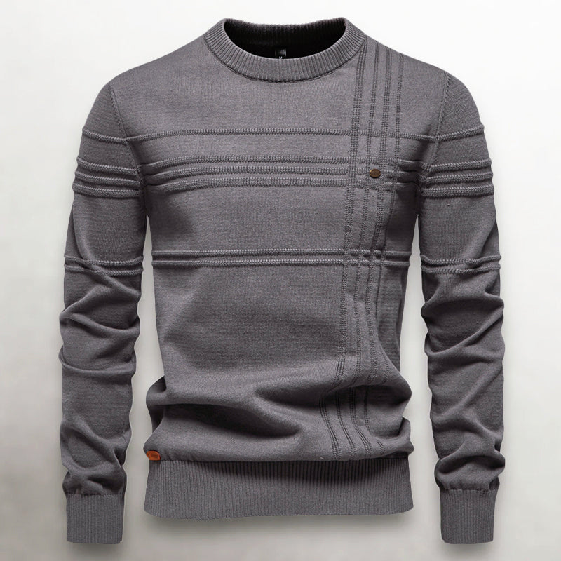 John | Men's Textured Knit Cotton Sweater Gray