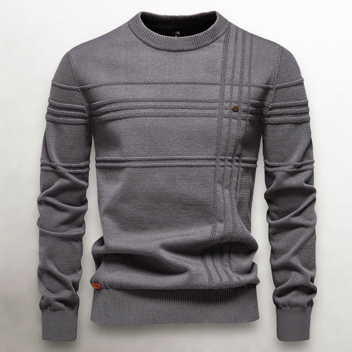John | Men's Textured Knit Cotton Sweater Gray