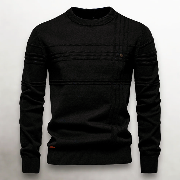 John | Men's Textured Knit Cotton Sweater Black