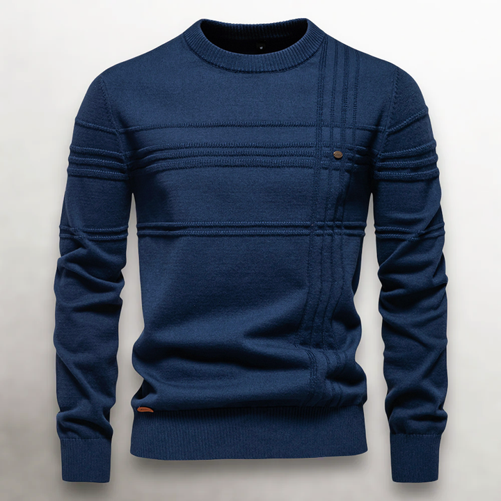 John | Men's Textured Knit Cotton Sweater Blue