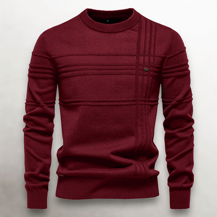 John | Men's Textured Knit Cotton Sweater Red