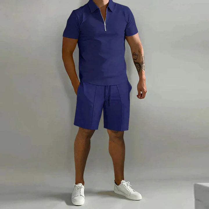 Zip Polo and Shorts Set for Men-MODAUTLET