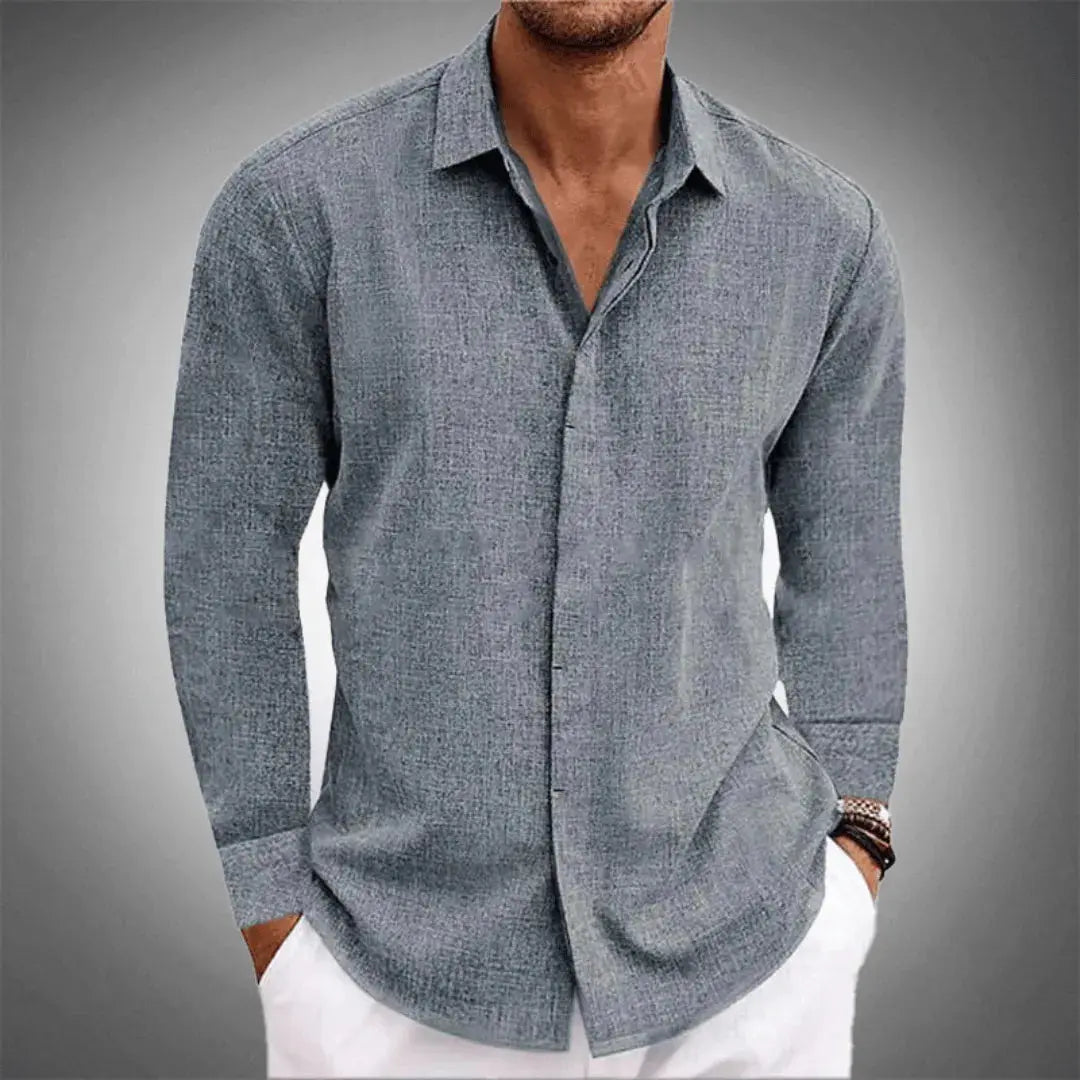 Signature Linen Shirt for Men Stormy Gray