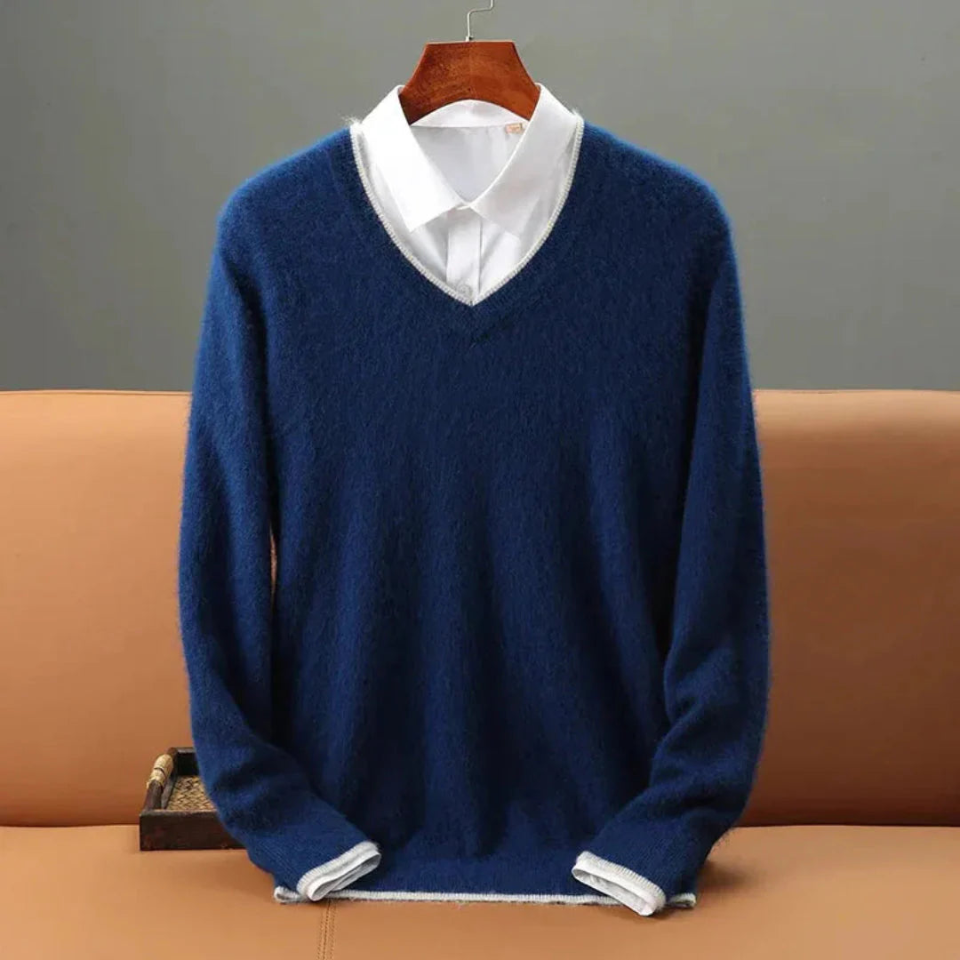 Luxurious Mink Cashmere V-Neck Sweater