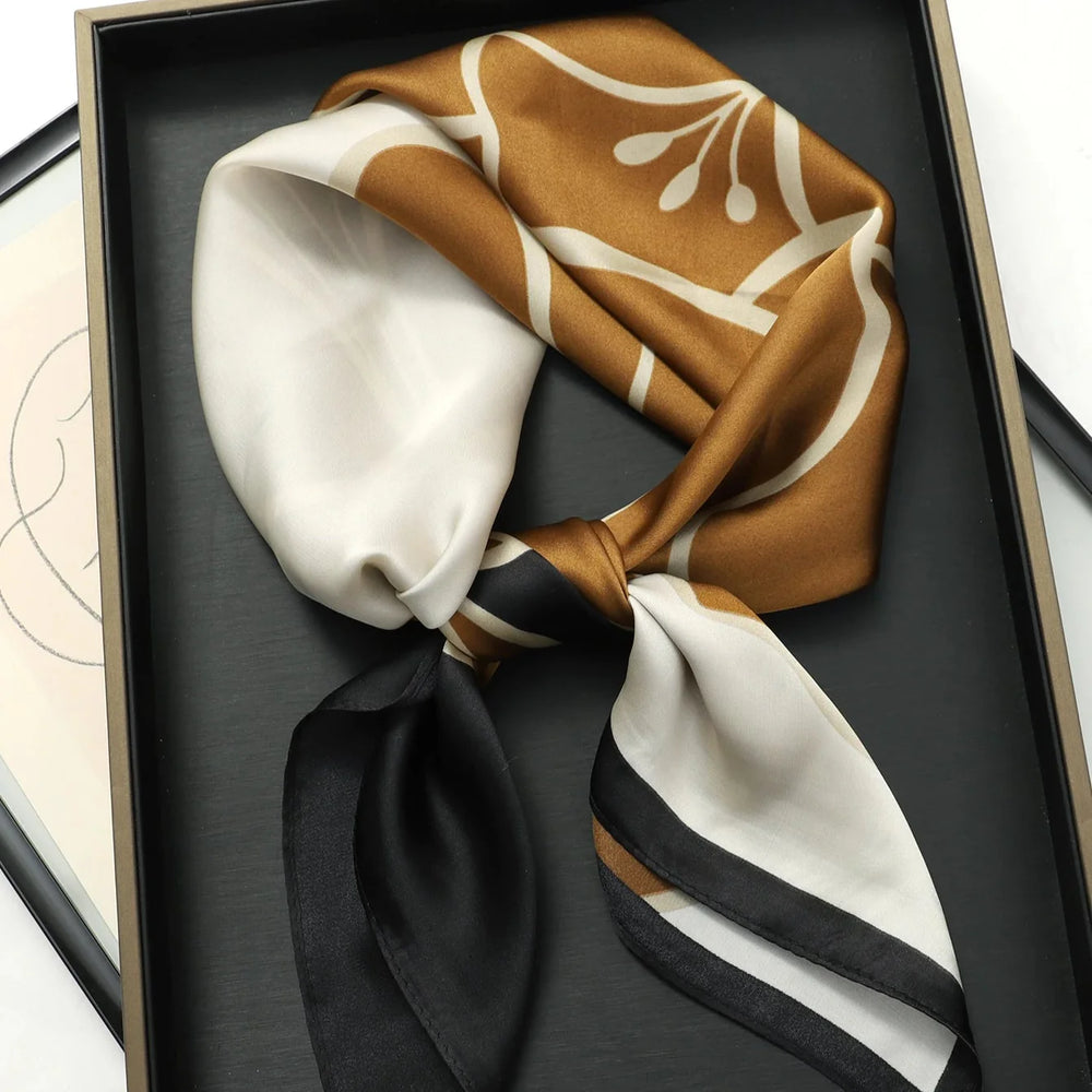 Luxurious Silk Head Scarf White Gold