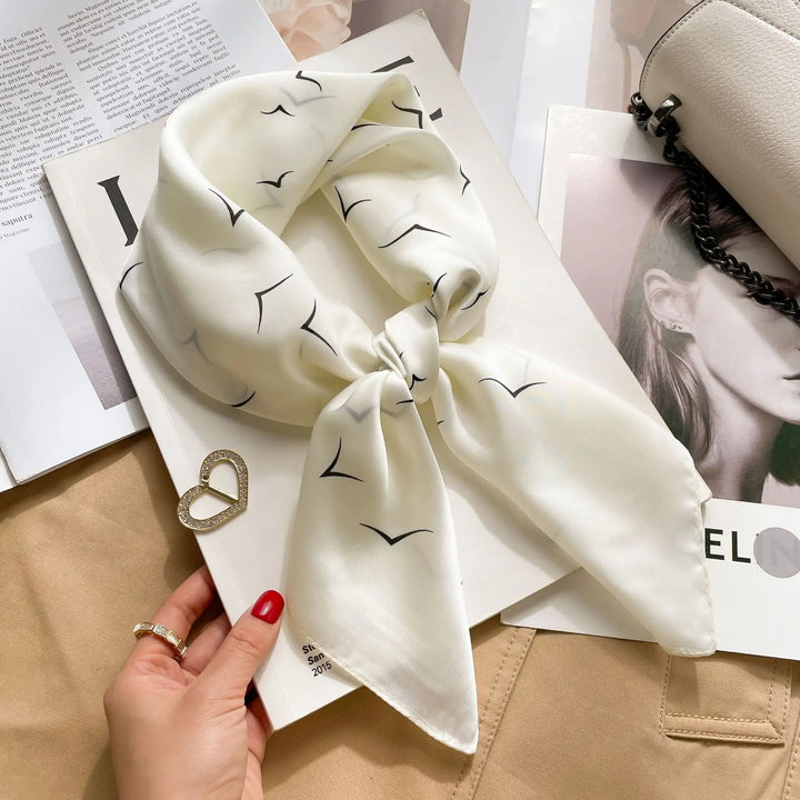 Luxurious Silk Head Scarf White