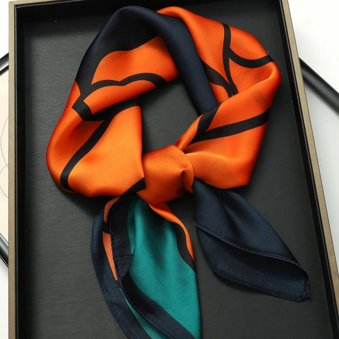 Luxurious Silk Head Scarf Orange